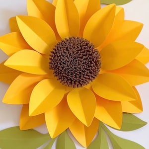 Modello di fiore di carta girasole, grandi fiori di carta, modello PDF traccia e taglia, festa di compleanno a tema girasole, estate, tutorial video