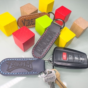 Llavero de cuero personalizado, llavero personalizado, llavero de cuero personalizado, llavero, llavero, cosido a mano, hecho a mano, grabado, mejor regalo EE.UU.