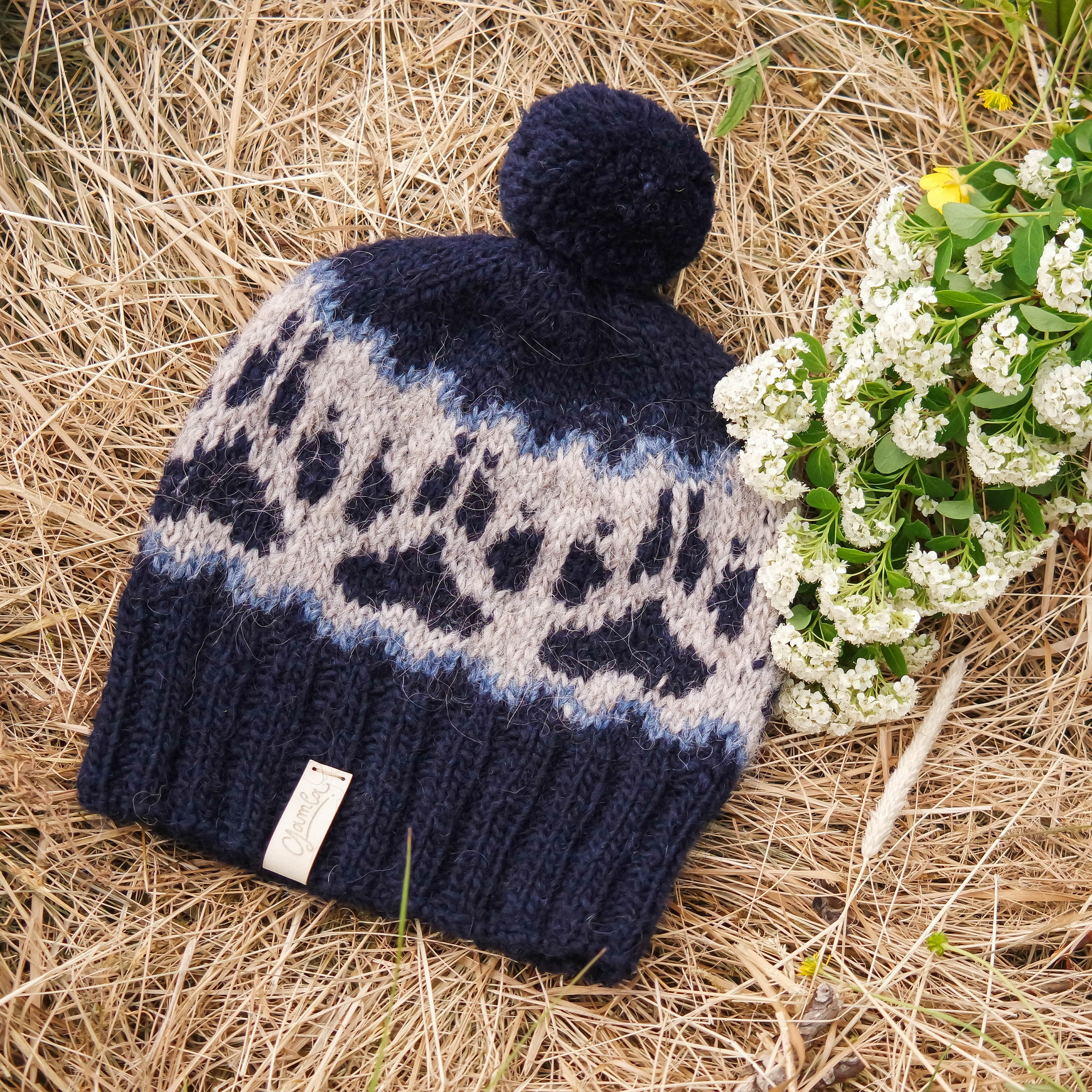 Samband of Iceland Wool Hat Fair Isle Knit Beanie‎ Cap Cream Blue Pink Vintage Sanibel Wool Fair Isle Beanie main image 4