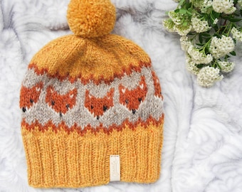 Fox lover hat, knitting pattern, pdf file