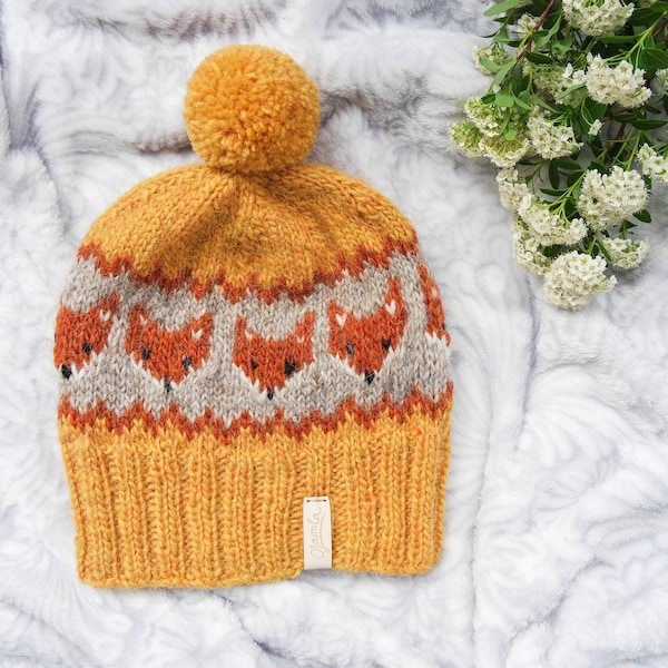 Fox lover hat, knitting pattern, pdf file