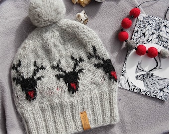 Strickmuster für eine Rentiermütze: Fair-Isle-Wollmütze (PDF-Muster)