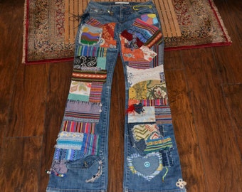 Patchwork jeans | Etsy