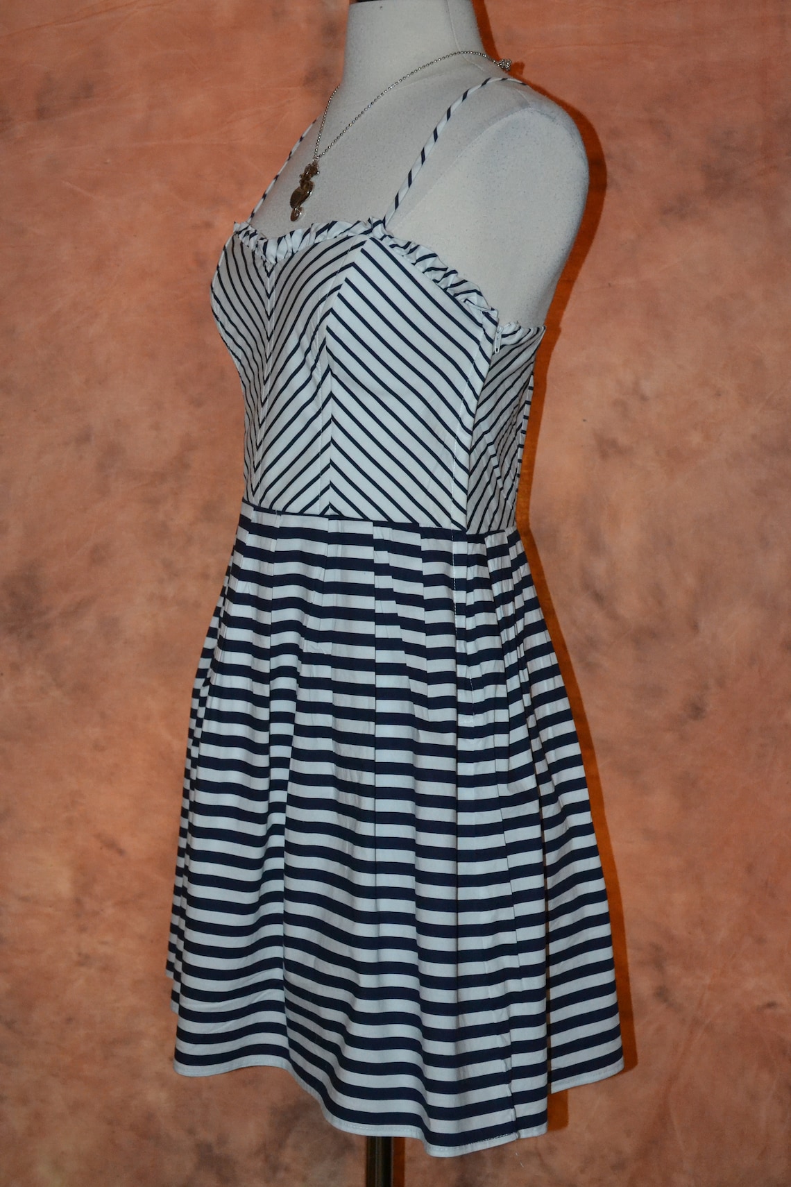 Sundress Navy Blue & White Striped Women's Natural Cotton | Etsy