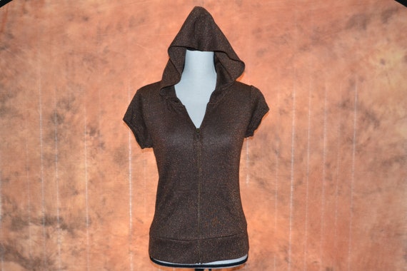 women's short sleeve hooded sweatshirt