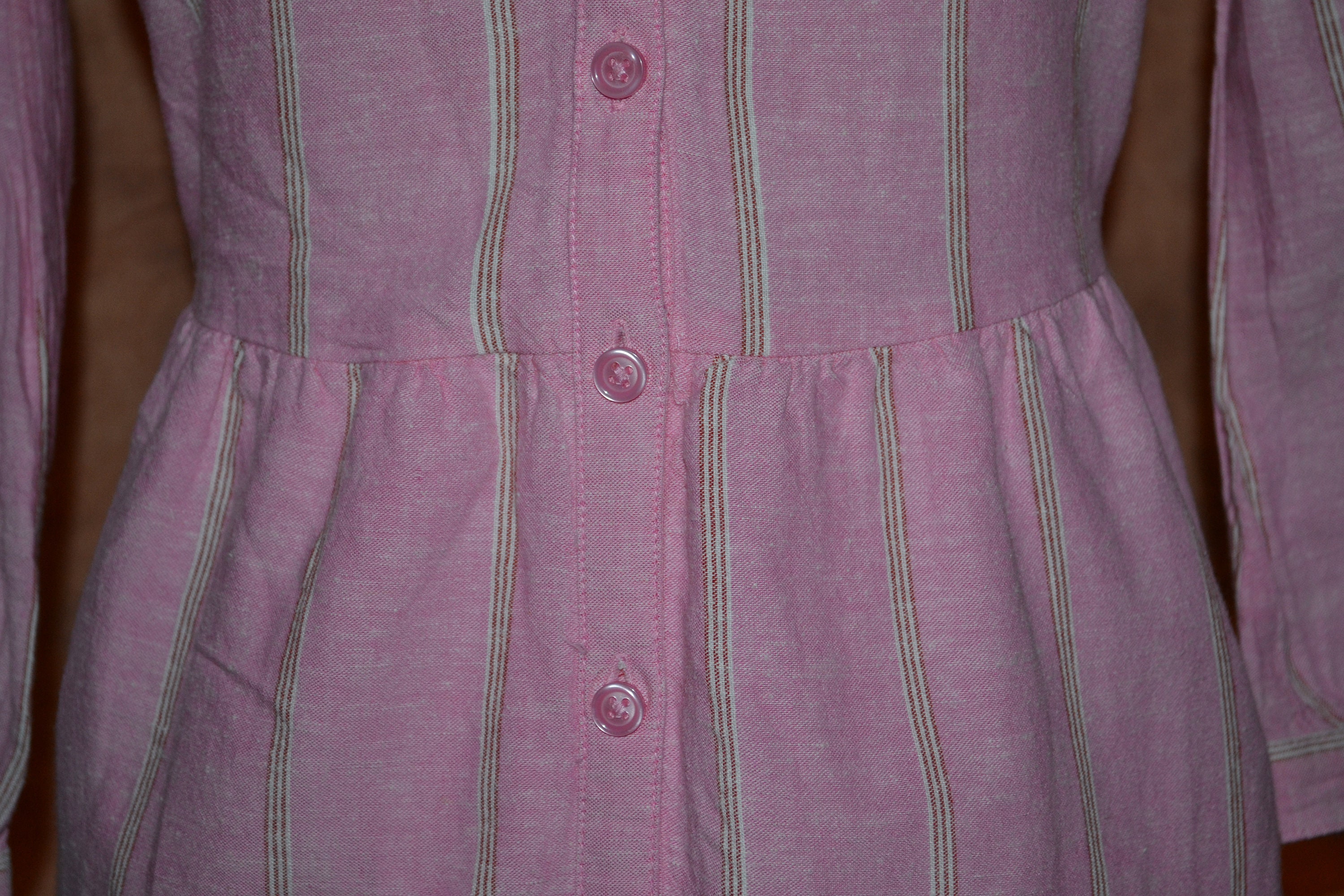 Linen Shirtdress Pink Stripe Women's Long Sleeve Tiered | Etsy
