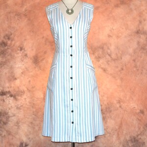 Striped Sleeveless Dress: Ann Taylor Loft, V-Neck Tea Length