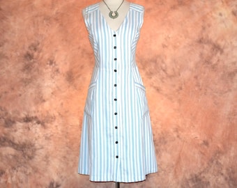 Striped Sleeveless Dress: Ann Taylor Loft, V-Neck Tea Length