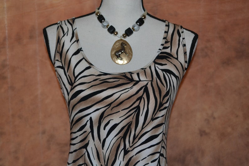 Vintage Peter Nygard Tiger Print Ruffle Skirt Dress Slinky Snug Fit Casual Dressy Dress Brown and Black Dance Club Party Dress