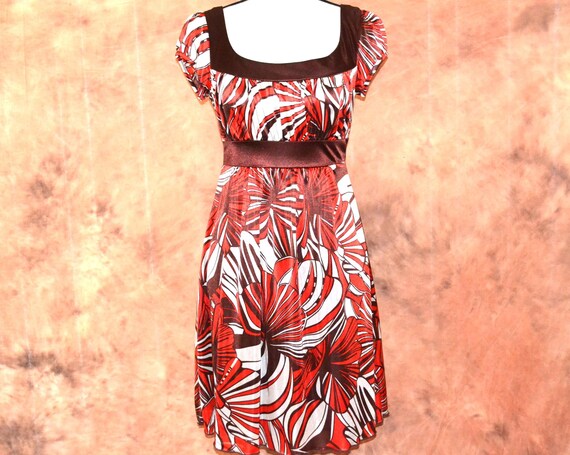 Hippie Dress Satin Fashion Fabric Empire Waist Mini Skirt Cap Sleeves Sash  Tie Back Fully Lined - Etsy Israel