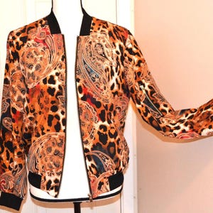 Vintage 70s Disco Jacket Boogie Nights Puff Sleeves Animal Print Paisley Disco Zip Front