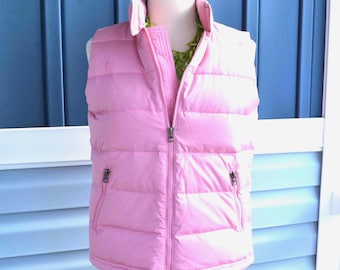Puffer Vest Women's Dusty Rose American Eagle Quilted Insulated Sleeveless Jacket High Neck