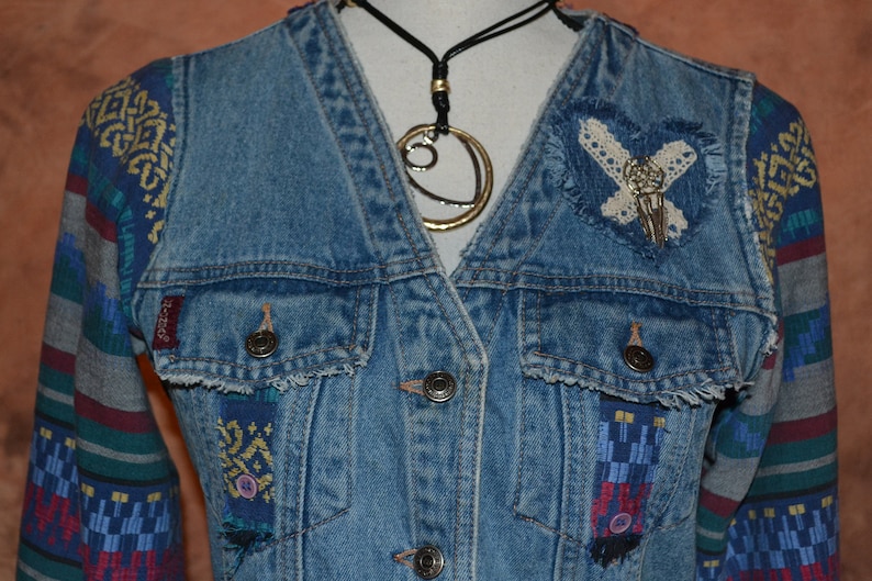 Handmade Denim Jacket Women's Custom OOAK Unique Jean Etsy
