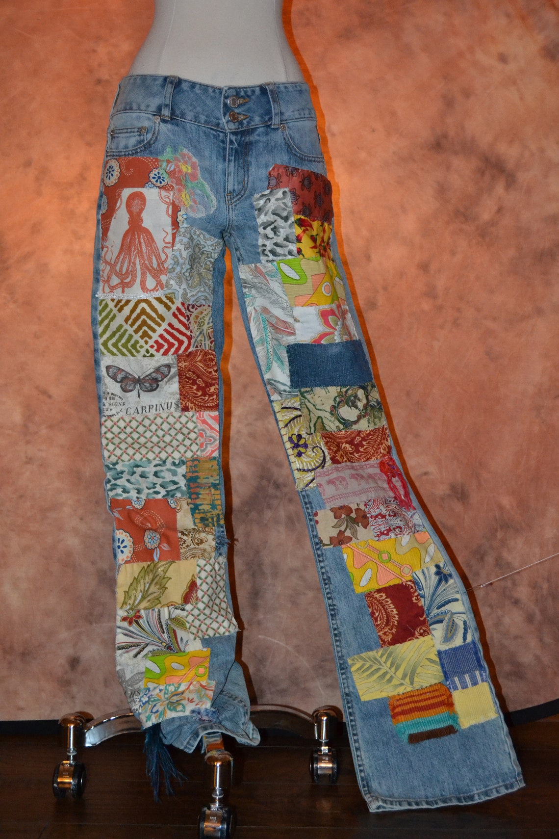 Patchwork Jeans Hand Stitched Women's Tall Jeans with | Etsy