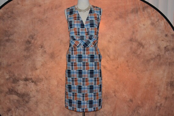 Plus Size Plaid Pinafore Burnt Orange 