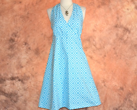Sundress Cotton Halter Sun Dress Handmade Mod Summer Backless Flourishing Swing Skirt Women's Party Dresses
