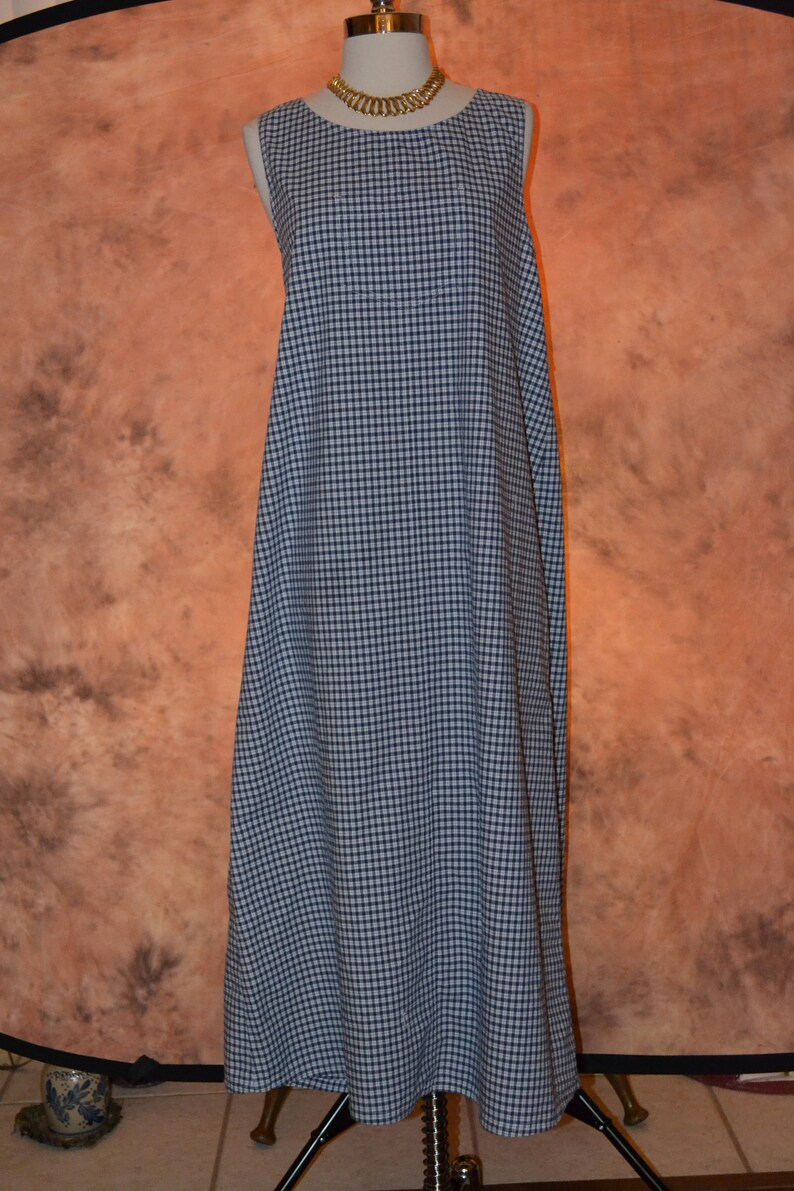 Old Fashioned Pinafore Women's Vintage Calico Navy Blue Etsy