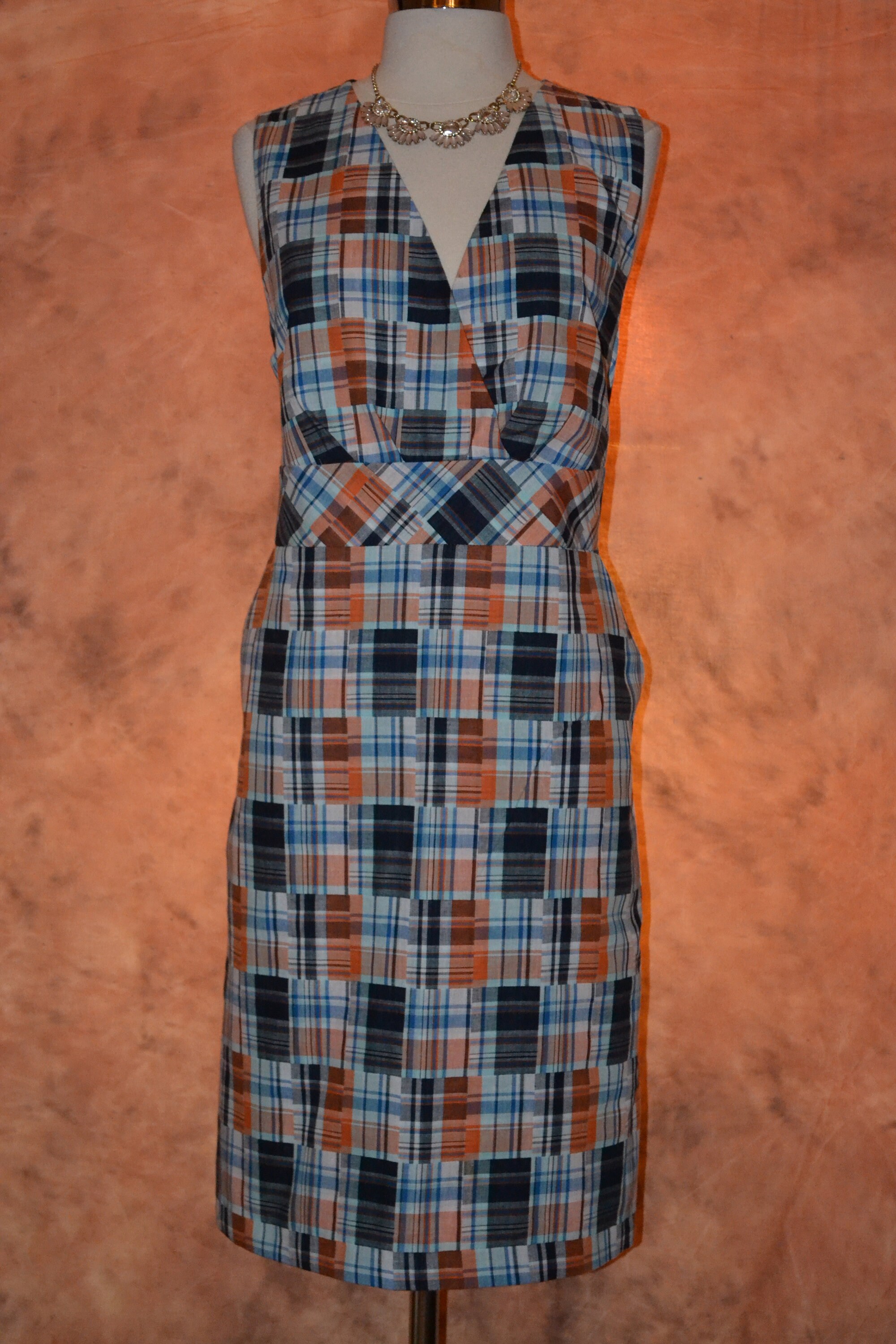 Plus Size Plaid Pinafore Burnt Orange 