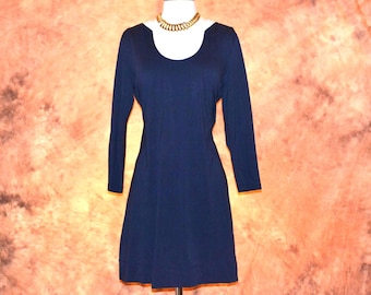 Lilly Pulitzer Navy Blue Dress Peruvian Cotton Casual Trendy Retro Simply Elegant Knee Length Designer