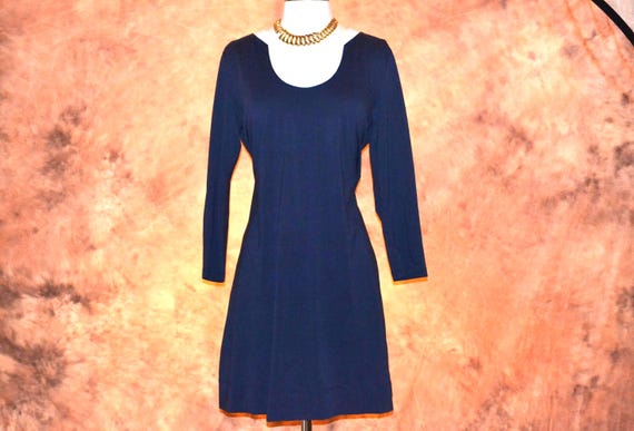 Lilly Pulitzer Navy Blue Dress Peruvian Cotton Casual Trendy Retro Simply  Elegant Knee Length Designer