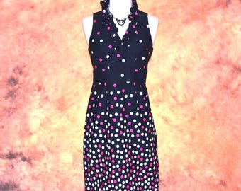 Neckholder Kleid Vintage Polka Dot Bleistiftrock mit Rüschenausschnitt Tages- oder Abendkleid