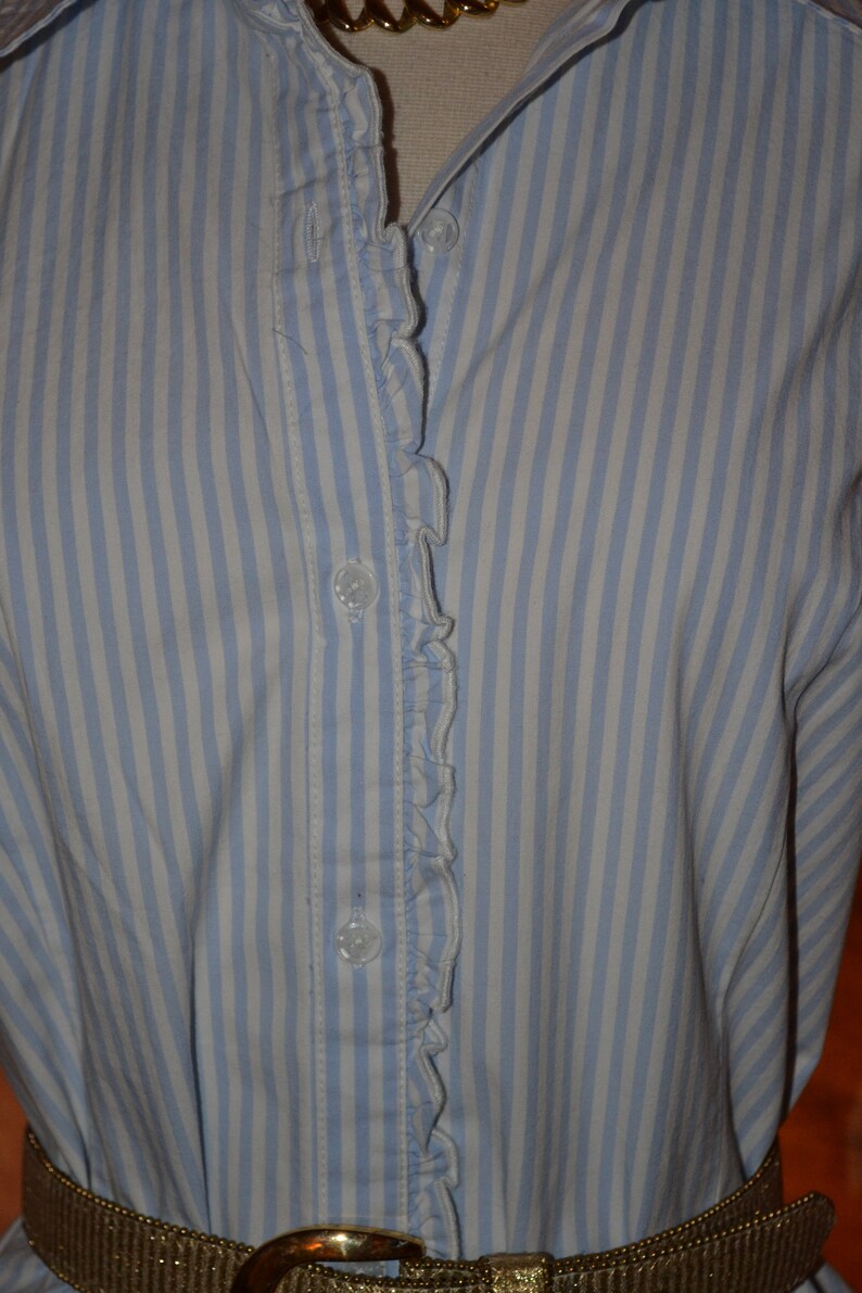 Cotton Shirt Dress Vintage Women's Blue & White Stripe Etsy