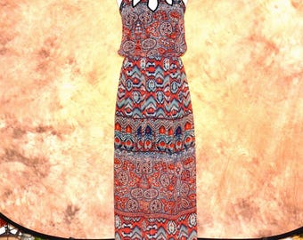 Chiffon Maxi Kleid Damen Blousy Boho Langes Kleid Keyhole und Cutouts