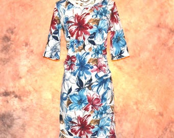 Maternity Dress Women's Floral Half Sleeves  Sides Knee Length Mother to be Dress
