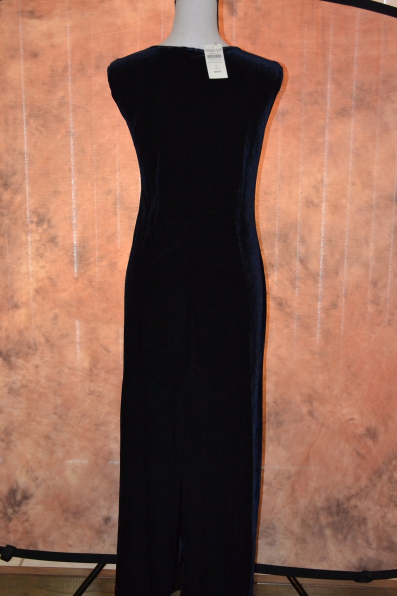 90s Coldwater Creek New Old Stock Blue Velvet Evening Gown Dark Navy Blue Shimmering Women/'s Dressy Dress