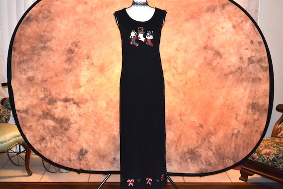 christmas lounge dress Wear New Bechamel Black Xmas Patio Housedress Tank Top Maxi Sz L Little once