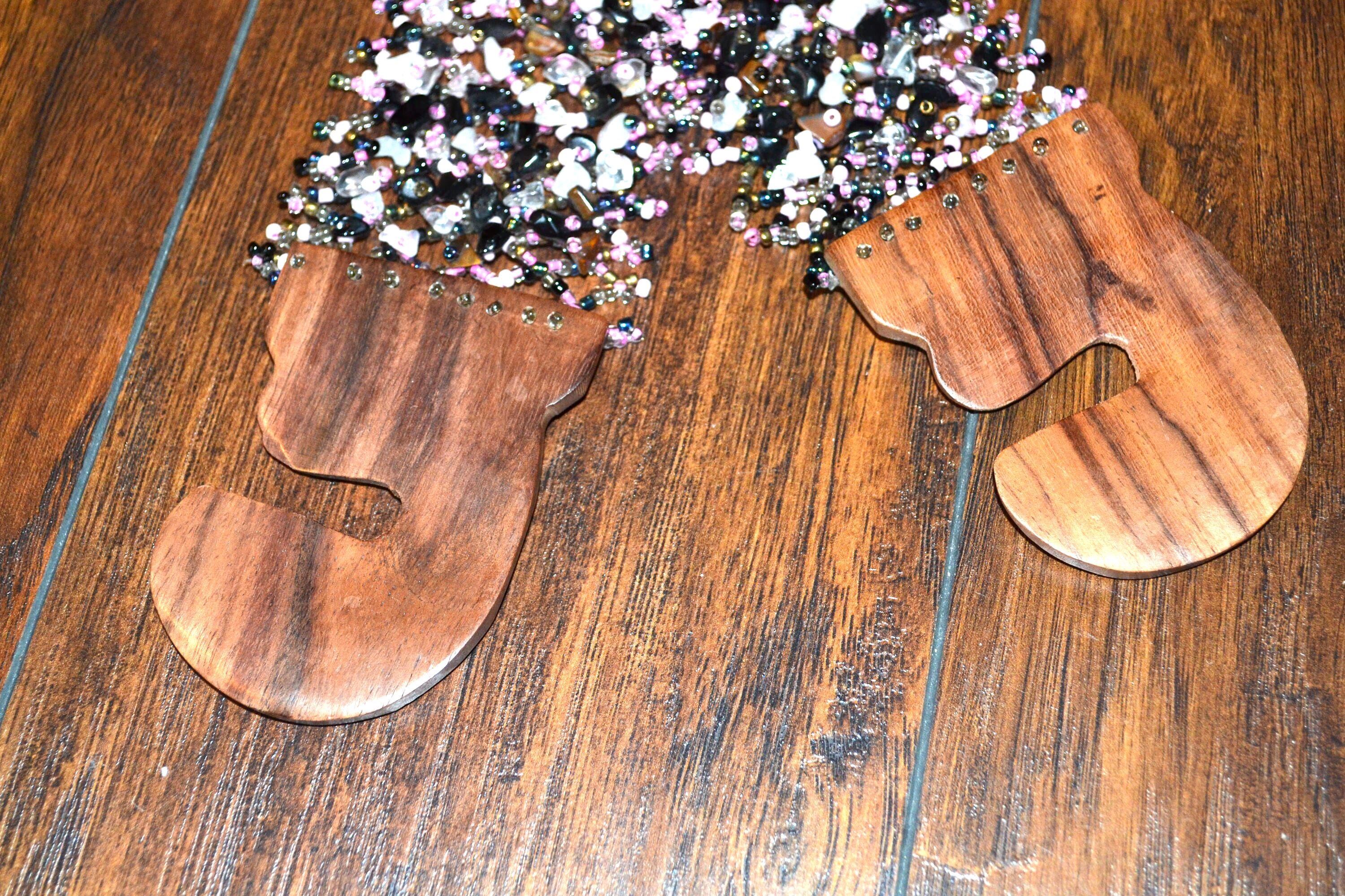 Seed Bead Belt, Beaded Hippie Belt Hand Carved Wood Buckle 