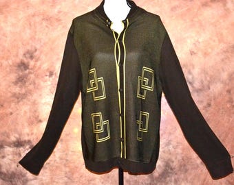 Vintage Brown Cardigan - Mid Century Style Letterman Sweater Unisex