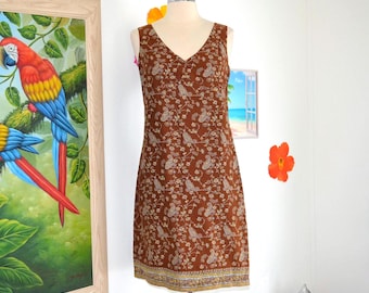 Cotton Dress Paisly Shift Women's Casual Summer Day Dress Mod Retro Artsy Fully Lined