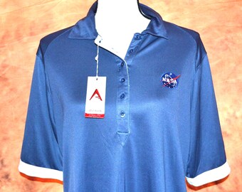 NASA Polo Shirt NWT Vintage Kennedy Space Center Collectible Women's Antigua Blouse Desert Dry