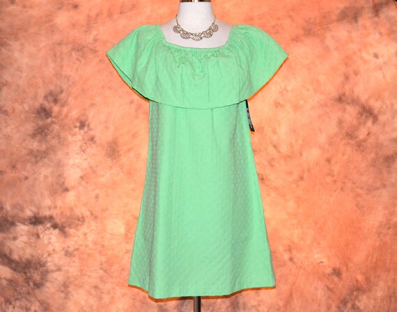 Crown & Ivy Mod Sundress Women's NWT Lime Green On or Off Shoulder Cape Drape