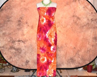 Strapless Tube Top NWT Maxi Dress Women's Brightly Colored Tie Dye Pockets Chico's Zenergy