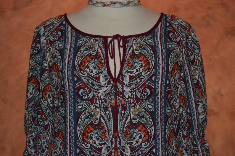 Gypsy Dress Women/'s Vintage Hippie Dress Bell Sleeves Swing Skirt Boho 60s Style