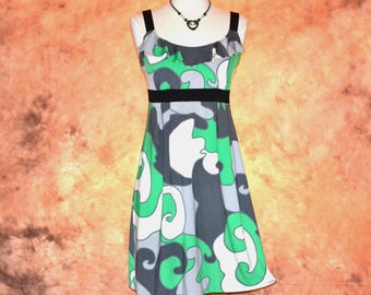 Mod Mini Summer Dress Women's Retro Casual Dress Short Backless Frilly Ruffle Beaded Dress