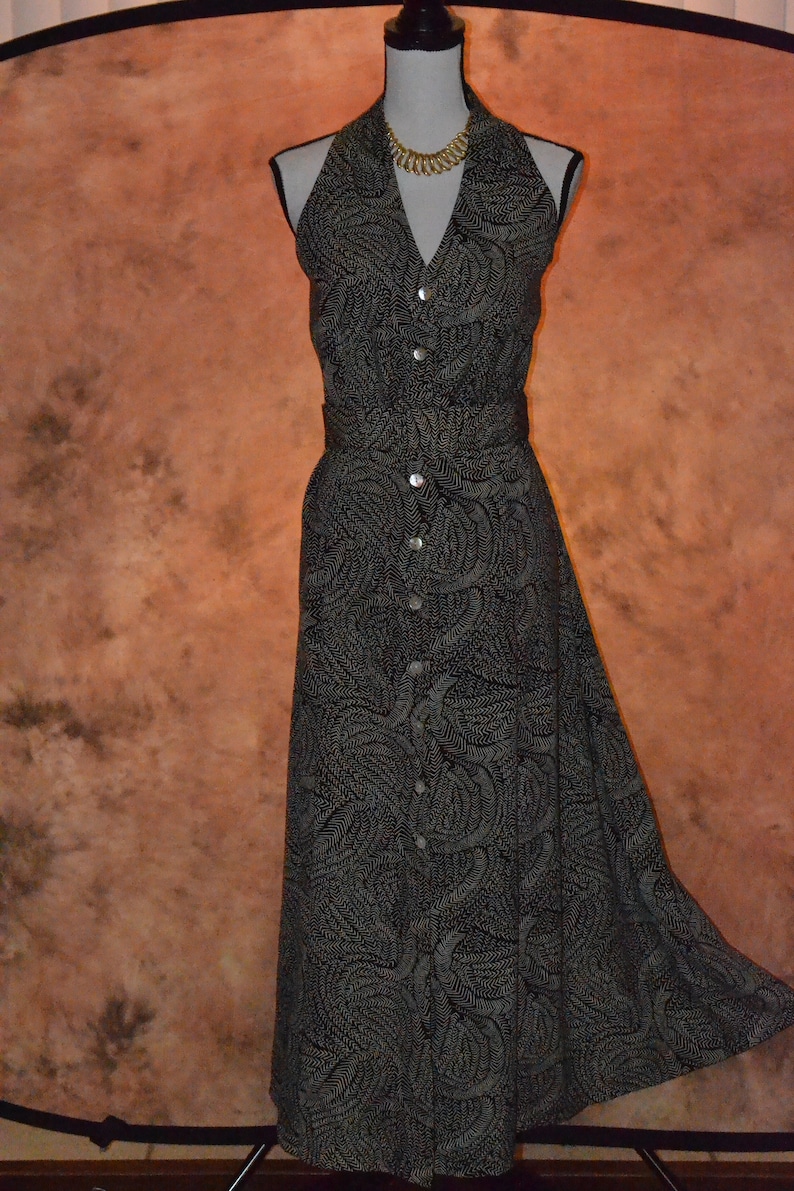 80s Vintage Secretary Dress Women/'s Day Dress Shirt Waist Fabric Covered Belt Abalone Button Down 50s Style Mad Men Midi Dress