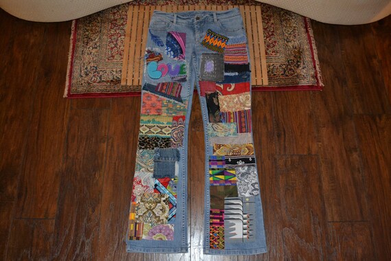 Custom Patchwork Jeans Women's Hippie 60s Style Jeans Boho | Etsy