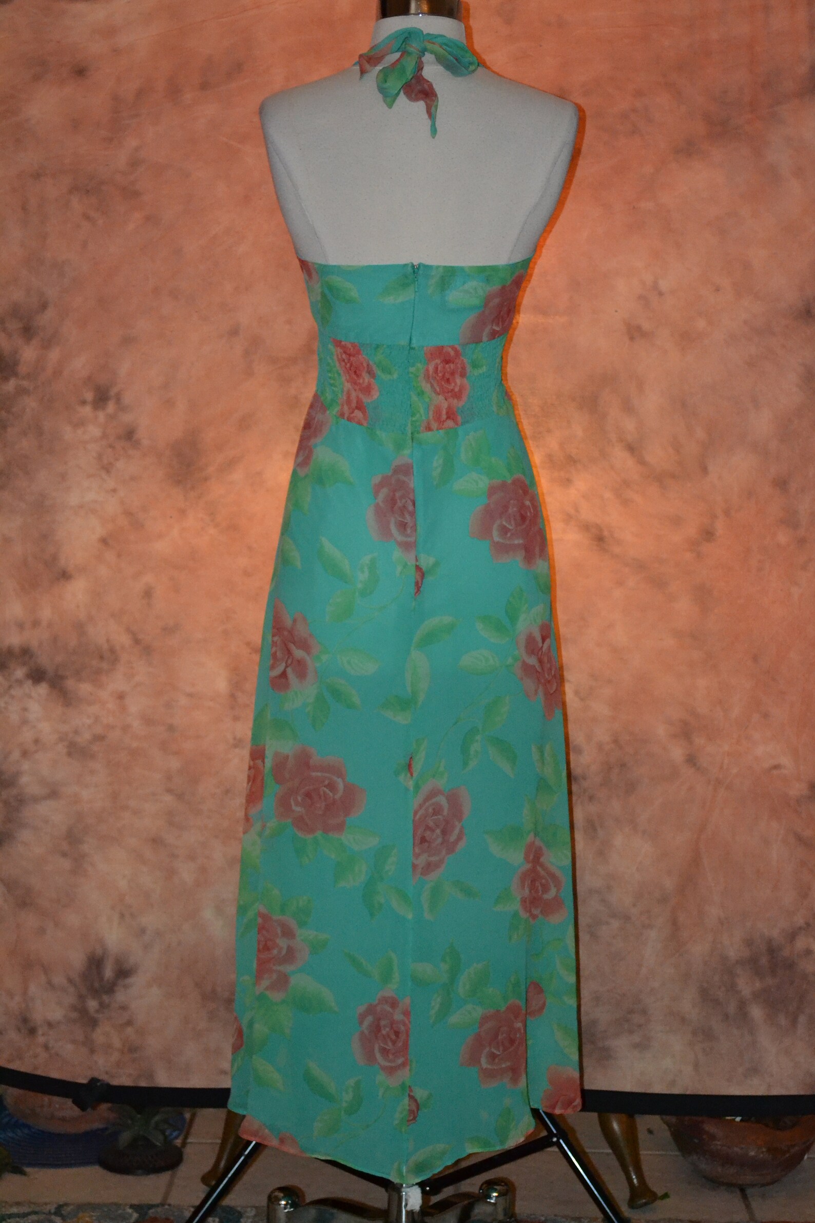 Silk Chiffon Halter Dress Women's Vintage Benjamin A Dress - Etsy