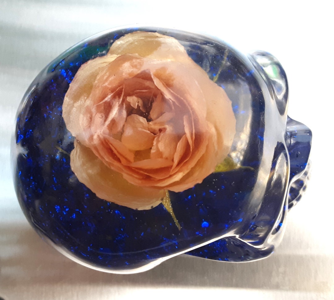 Real Flowers in Resin Skull Etsy