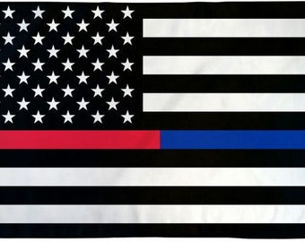 Thin Red/Blue Line USA Flag 3x5ft Poly Pride United states Bandera