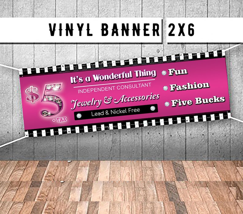 Vinyl Banner 2x6 ft. Stripes Jewelrys Independent - Etsy 日本