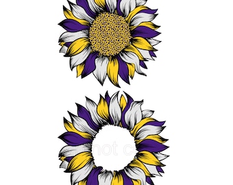 Purple and Gold Sunflower PNG - DIGITAL FILE