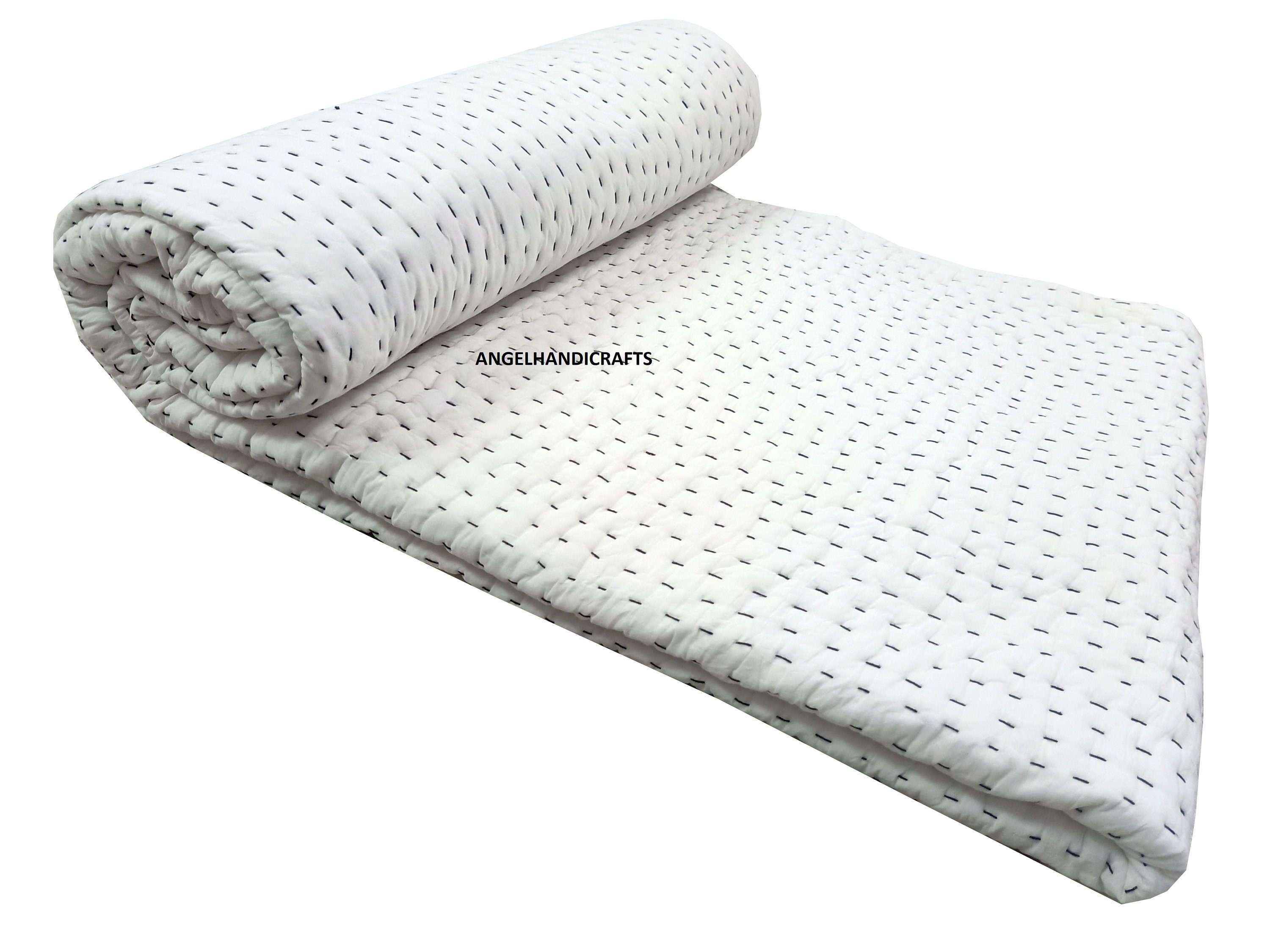 Solid White Kantha Quilt Cotton Kantha Quilt Cotton Handmade Etsy