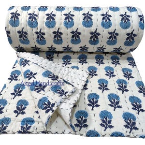 Wendbare Kantha Quilt-Quilt - Weiche Boho-Bettwäsche & Überwurf