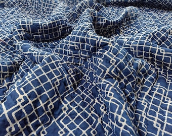 Indigo Blue Kantha Quilt, Reversible Soft Cotton Muslin Handmade Blanket/Bedding Throw