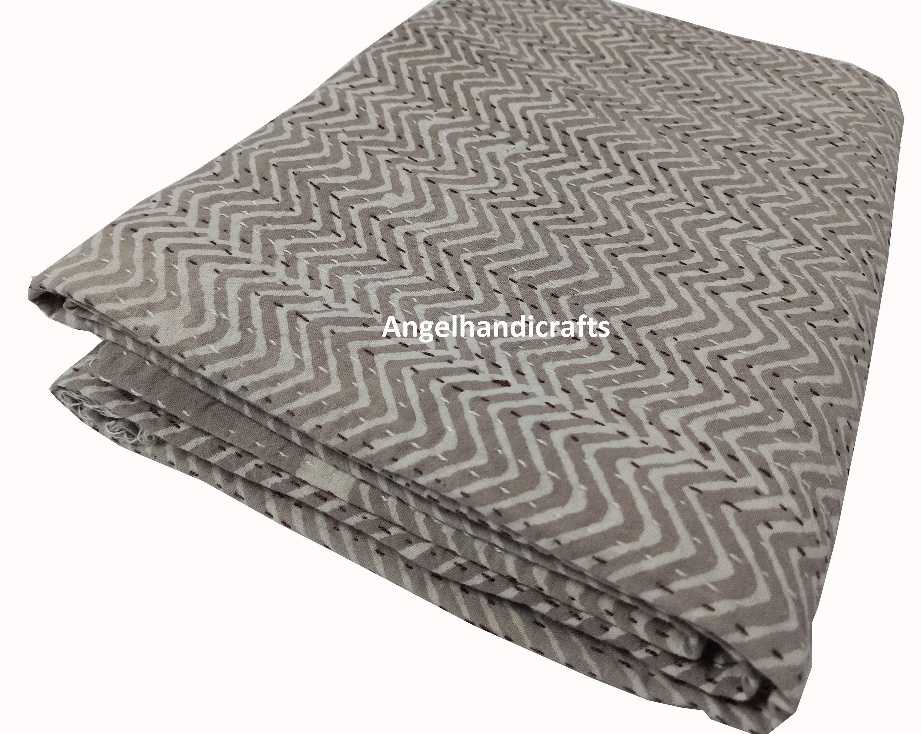 Cotton Kantha Blanket Indian Striped Print Kantha Throw King Etsy