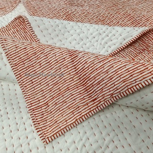 Wende- Kantha-Quilthandgemachte Quilt-Musselin-Quilt-Decke aus Bio-Baumwolle, Leichtgewicht, Handstich-Baumwoll-Gesteppte Decke